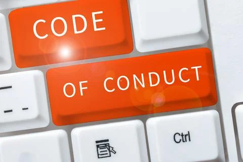 Conceptual caption Code Of Conduct. Business idea Ethics rules moral codes 写真素材