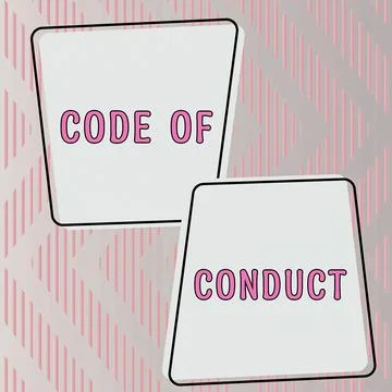 Conceptual caption Code Of Conduct. Word for set of principles are ethics 스톡 일러스트