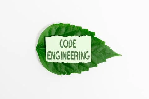 Conceptual caption Code Engineering. Business overview application of Stock Photos