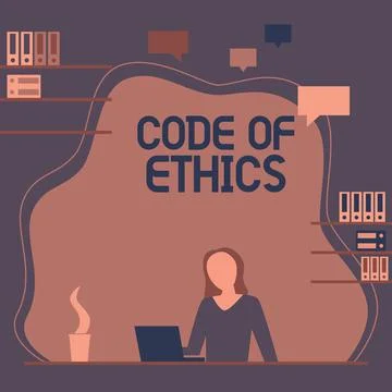 Conceptual caption Code Of Ethics. Business approach Moral Rules Ethical Stockillustratie