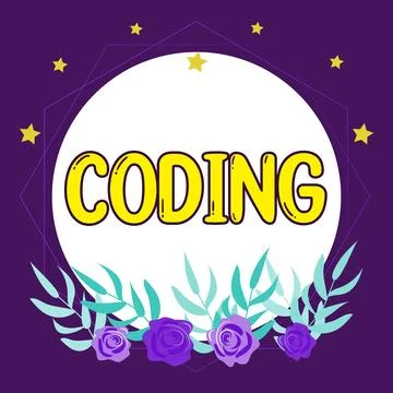 Conceptual caption Coding. Business showcase assigning code to something for Stock Illustration