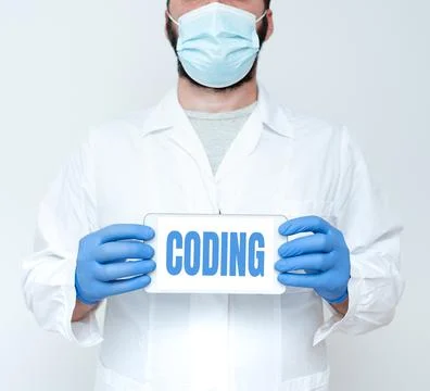 Conceptual caption Coding. Conceptual photo assigning code to something for 스톡 사진