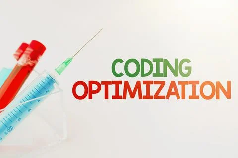 Conceptual caption Coding Optimization. Business concept method of code Stock Photos