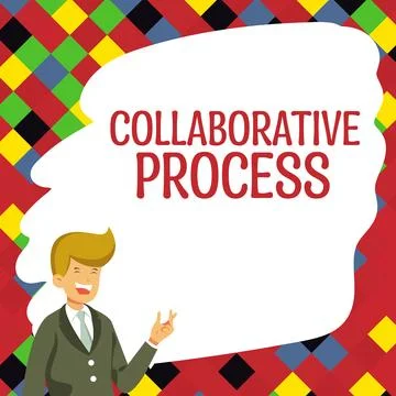 Conceptual caption Collaborative Process. Word for people and organizations work 스톡 일러스트