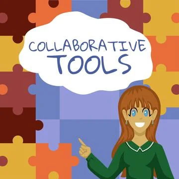 Conceptual caption Collaborative ToolsPrivate Social Network to Connect thru Stock Illustration