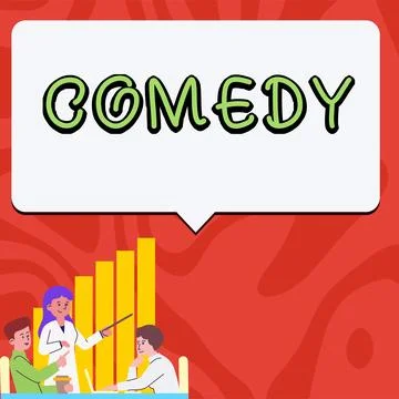 Conceptual caption Comedy. Business concept Funny program Humorous Amusing Stock Illustration