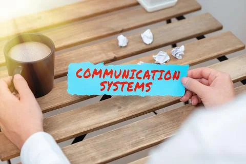 Conceptual caption Communication Systems. Business overview Flow of Information Stock Photos