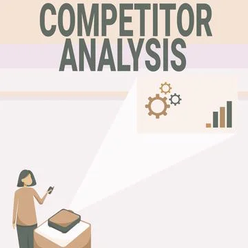 Conceptual caption Competitor Analysis. Word for Determine the Strength Weakness Stock Illustration