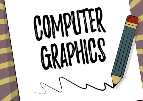 Conceptual caption Computer Graphics. Business approach visual representations Illustrazione stock