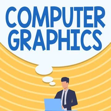 Conceptual caption Computer Graphics. Conceptual photo visual representations of 스톡 일러스트