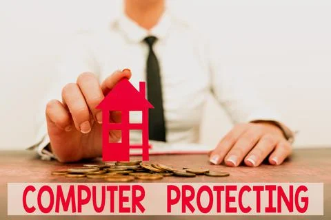 Conceptual caption Computer Protecting. Word Written on protecting computer Stock-Fotos