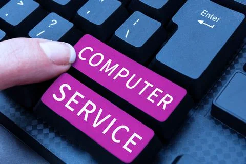 Conceptual caption Computer Service. Word Written on process of gathering Foto stock