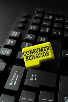 Conceptual caption Consumer Behavior. Word for study of how individual customers Stock Photos