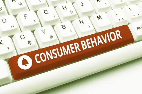 Conceptual caption Consumer Behavior. Word for study of how individual customers Stock Photos