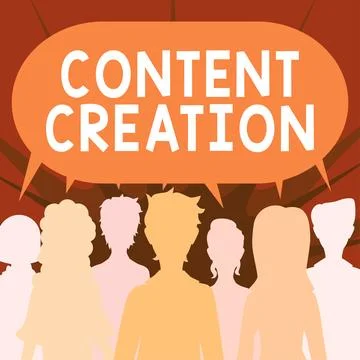 Conceptual caption Content Creation. Business overview contribution of Stock Illustration
