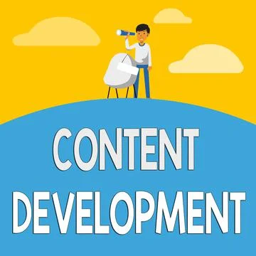 Conceptual caption Content Development. Concept meaning Authoring and Stock Illustration