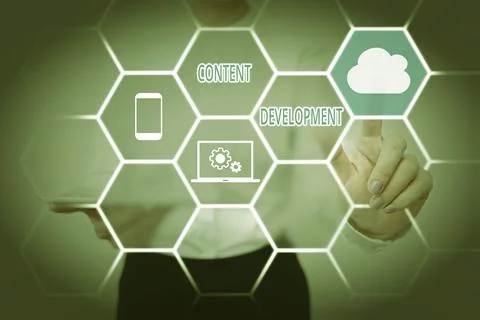 Conceptual caption Content Development. Conceptual photo Authoring and Stock Photos