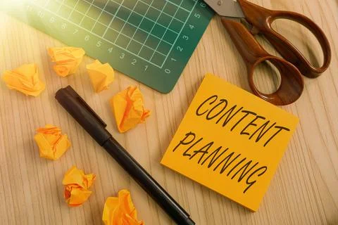 Conceptual caption Content Planning. Internet Concept establish a fluid workflow Stock Photos