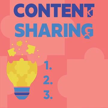 Conceptual caption Content Sharing. Conceptual photo distribution of webpage and Stock Illustration