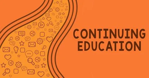 Conceptual caption Continuing Education. Word for Continued Learning Activity 库存插图