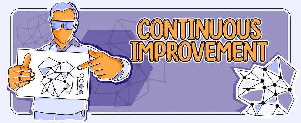 Conceptual caption Continuous Improvement. Business concept making small Stock Illustration