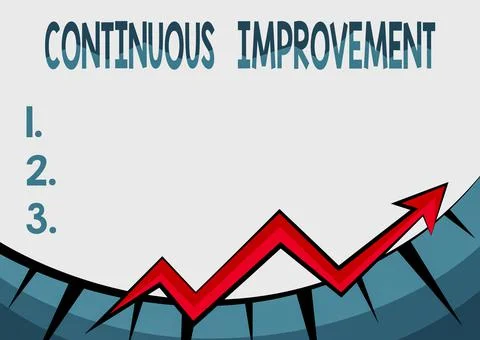 Conceptual caption Continuous Improvement. Conceptual photo making small Stock Illustration