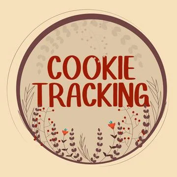 Conceptual caption Cookie Tracking, Business overview Data stored in the user Stock Illustration