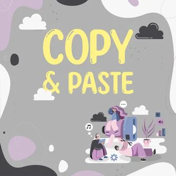 Conceptual caption Copy Paste. Business concept an imitation, transcript, or Stock Illustration