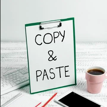 Conceptual caption Copy Paste. Business approach an imitation, transcript, or Stock Photos
