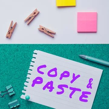 Conceptual caption Copy Paste. Business overview an imitation, transcript, or 写真素材