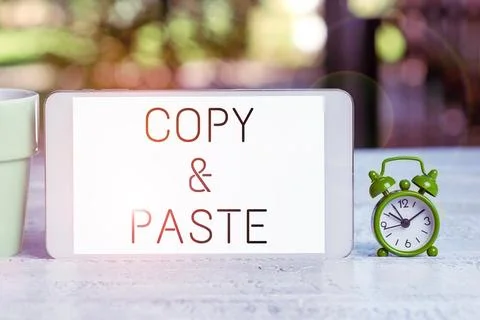 Conceptual caption Copy Paste. Word for an imitation, transcript, or 写真素材