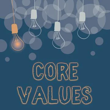 Conceptual caption Core Values. Business concept principles which guide and Stock Illustration