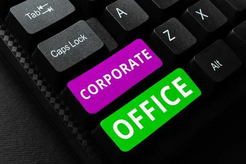 Conceptual caption Corporate Office. Concept meaning process of manufacturing Stock Photos