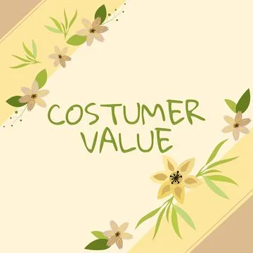 Conceptual caption Costumer Value. Business showcase Protect a computer system Stock Illustration