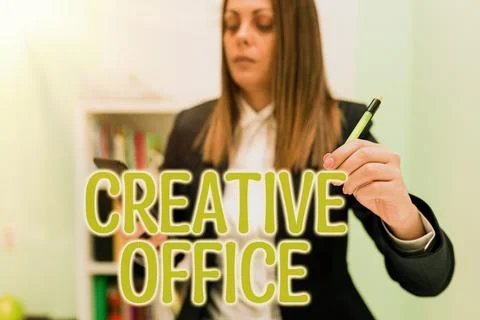 Conceptual caption Creative Office. Internet Concept any office that falls Stock Photos