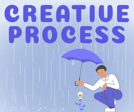 Conceptual caption Creative Process. Internet Concept connecting ideas into Stock Illustration