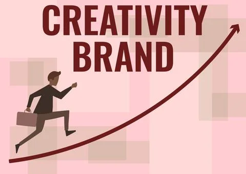 Conceptual caption Creativity Brand. Word Written on design name or feature that Stock Illustration