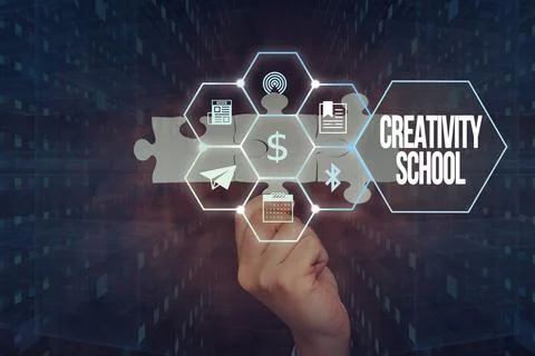 Conceptual caption Creativity School. Business showcase students are able to use Foto stock