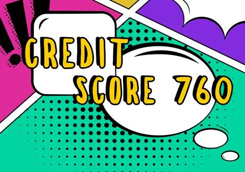 Conceptual caption Credit Score 760numerical expression based on level analysis Stock Illustration