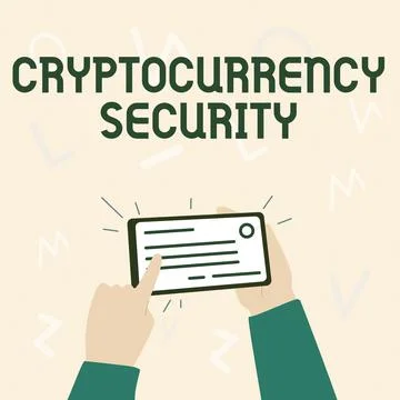 Conceptual caption Cryptocurrency Security. Business idea attempts obtain Stock-Illustration