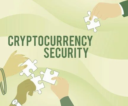 Conceptual caption Cryptocurrency Security. Business concept attempts obtain Stock-Illustration