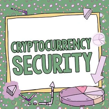 Conceptual caption Cryptocurrency Security. Business idea prevent unauthorized Stock Illustration