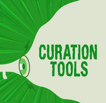 Conceptual caption Curation Tools. Business concept Software used in gathering Stock Illustration