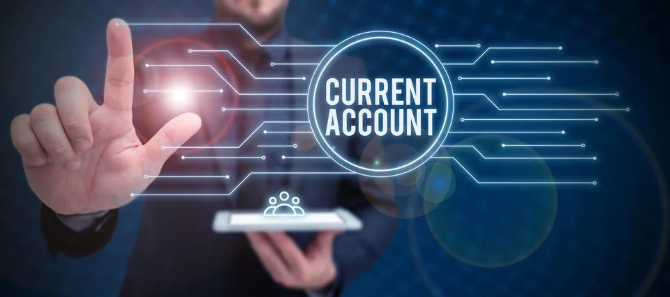 Conceptual caption Current Account, Internet Concept personal bank account wh Stock Photos