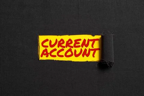 Conceptual caption Current Account. Word for personal bank account which can Stock Photos