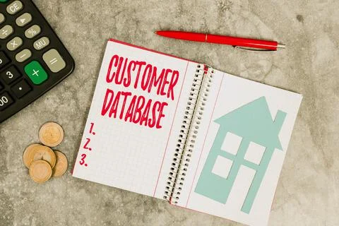 Conceptual caption Customer Database. Internet Concept uptodate on customer Stock Photos