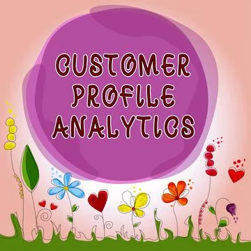 Conceptual caption Customer Profile Analytics. Word for customer profile or Illustrazione stock