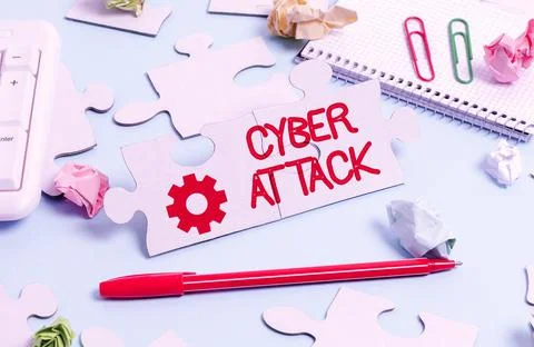 Conceptual caption Cyber Attack. Word for An attempt by hackers to Damage Stock Photos