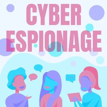 Conceptual caption Cyber Espionage. Word Written on obtaining secrets and Stock Illustration