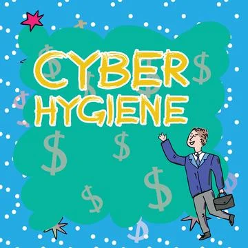 Conceptual caption Cyber Hygiene. Internet Concept steps that computer users Stock Illustration